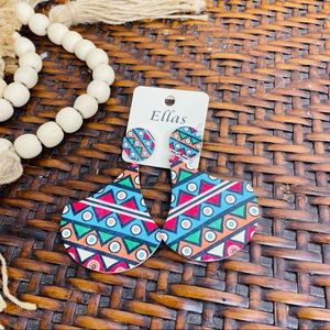 New Bright and Colorful print Wooden Earrings